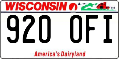 WI license plate 920OFI
