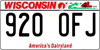 WI license plate 920OFJ
