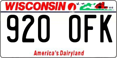 WI license plate 920OFK