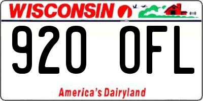 WI license plate 920OFL