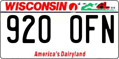 WI license plate 920OFN