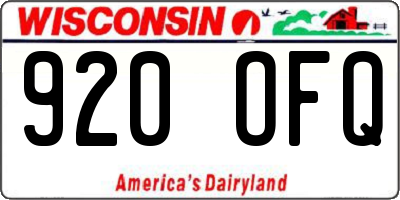 WI license plate 920OFQ