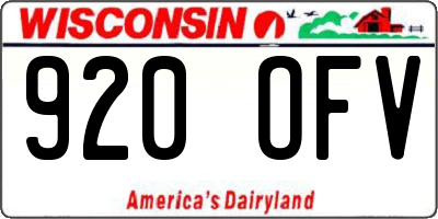 WI license plate 920OFV
