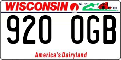 WI license plate 920OGB