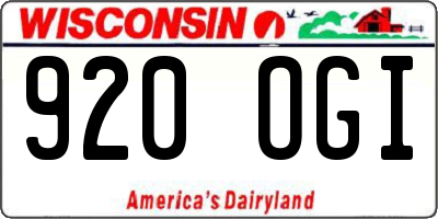 WI license plate 920OGI