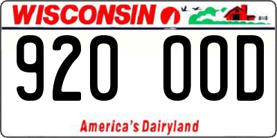 WI license plate 920OOD