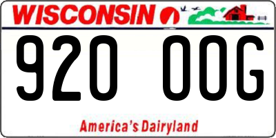 WI license plate 920OOG