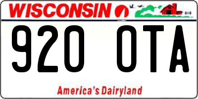 WI license plate 920OTA