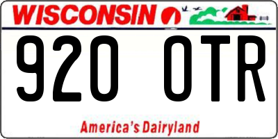 WI license plate 920OTR