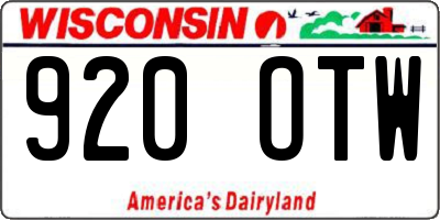 WI license plate 920OTW