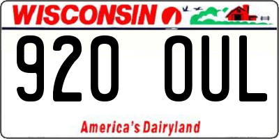 WI license plate 920OUL