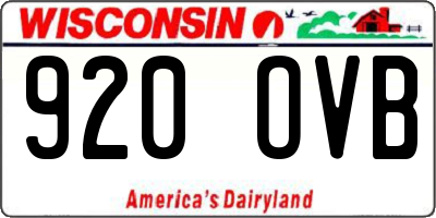 WI license plate 920OVB