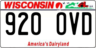 WI license plate 920OVD