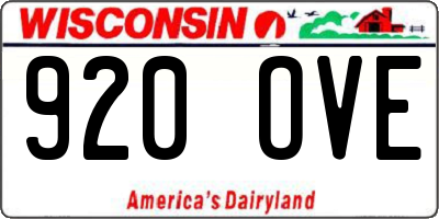WI license plate 920OVE