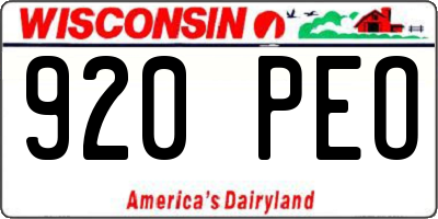 WI license plate 920PEO