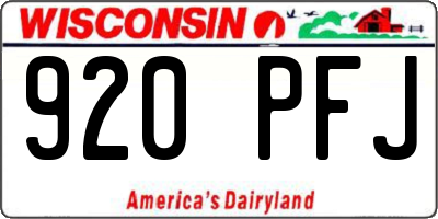 WI license plate 920PFJ