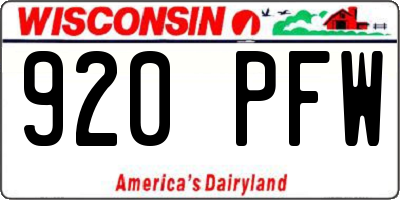 WI license plate 920PFW