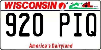 WI license plate 920PIQ