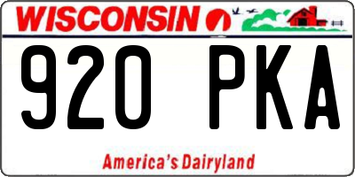 WI license plate 920PKA