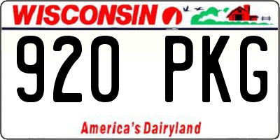 WI license plate 920PKG