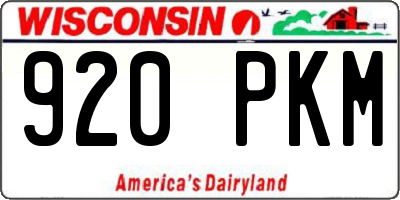 WI license plate 920PKM
