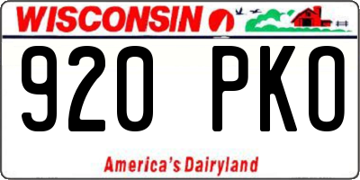 WI license plate 920PKO