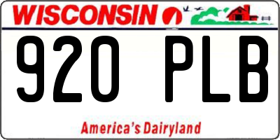 WI license plate 920PLB