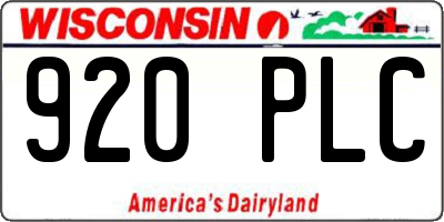 WI license plate 920PLC