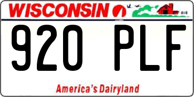 WI license plate 920PLF