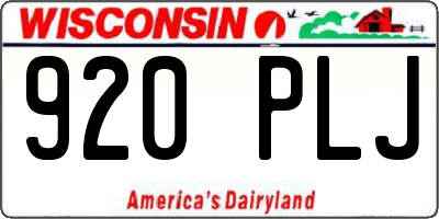 WI license plate 920PLJ
