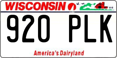 WI license plate 920PLK