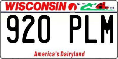 WI license plate 920PLM
