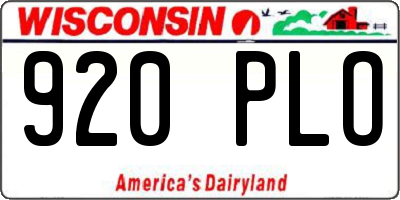 WI license plate 920PLO