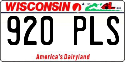 WI license plate 920PLS