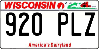 WI license plate 920PLZ