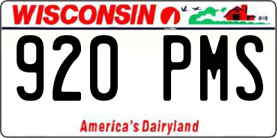 WI license plate 920PMS