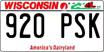 WI license plate 920PSK