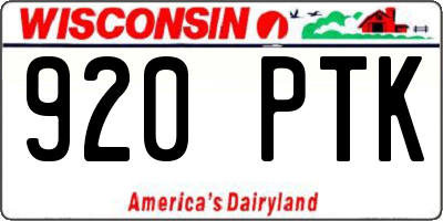 WI license plate 920PTK