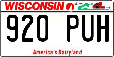 WI license plate 920PUH