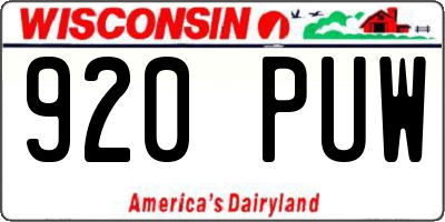 WI license plate 920PUW