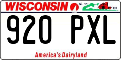 WI license plate 920PXL