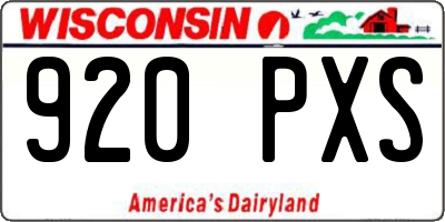 WI license plate 920PXS