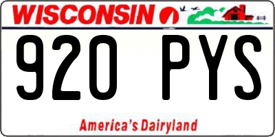 WI license plate 920PYS