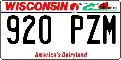 WI license plate 920PZM