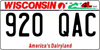 WI license plate 920QAC