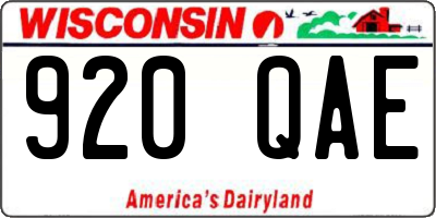 WI license plate 920QAE