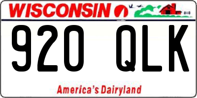 WI license plate 920QLK