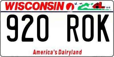 WI license plate 920ROK