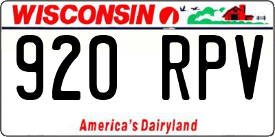 WI license plate 920RPV