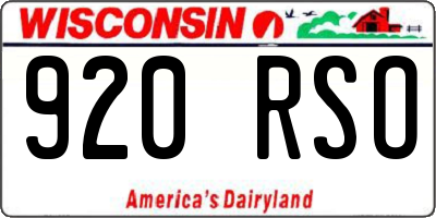 WI license plate 920RSO